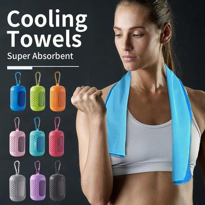 1Pc Cooling Towel Microfiber Quick Dry For Sports Fitness Camping Outdoor Ice Cold Towel With Portable Circular Silicone Wrapped