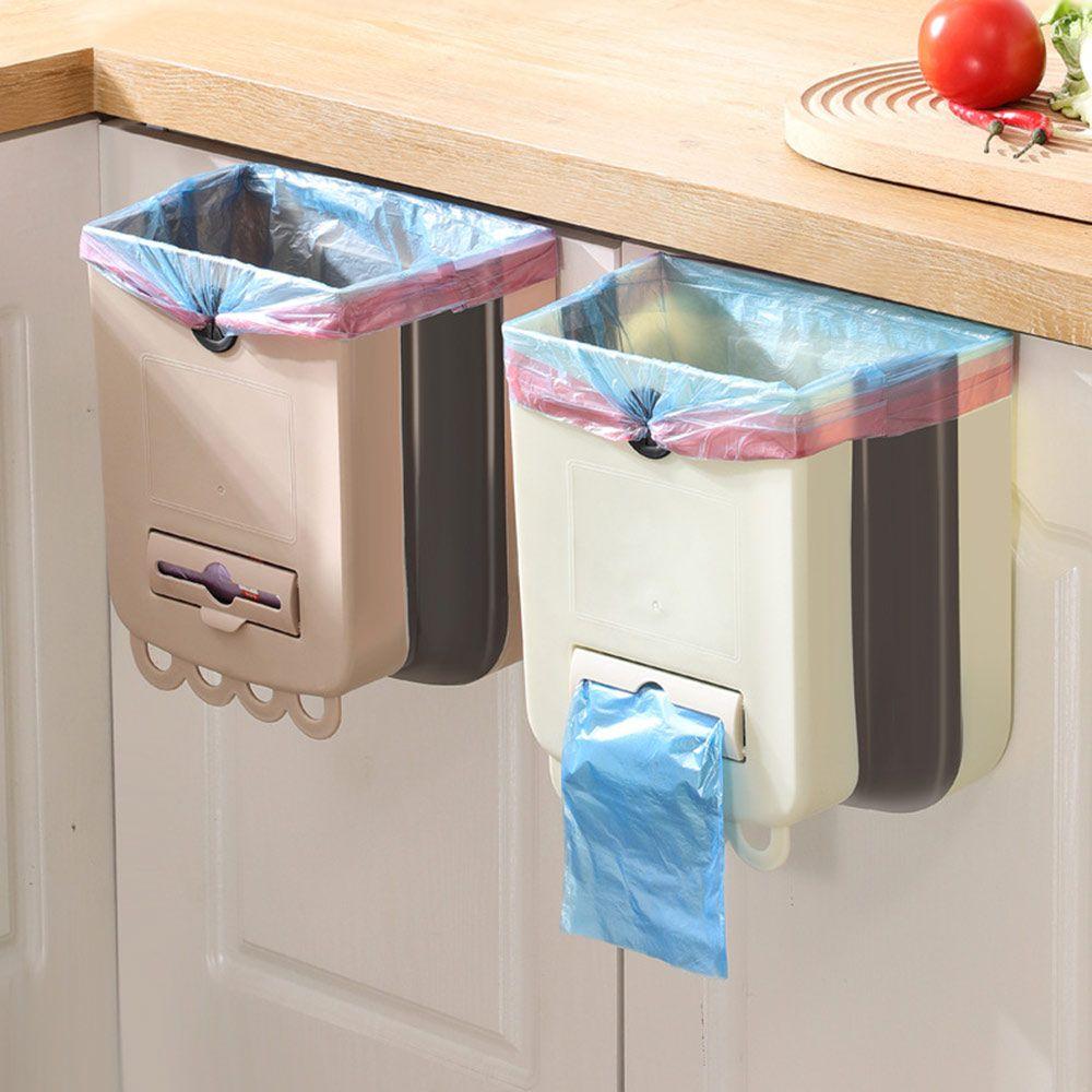 Foldable Hanging Trash Can Wide Opening Kitchen Compost Bin Wall Mounted Garbage Can Cabinet Door