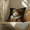 Quirky Elegant And Luxurious Crown Cat Pillow Case Pattern Printed Pillowcase For Living Room Sofa Cushion Cover & Bedroom Decor