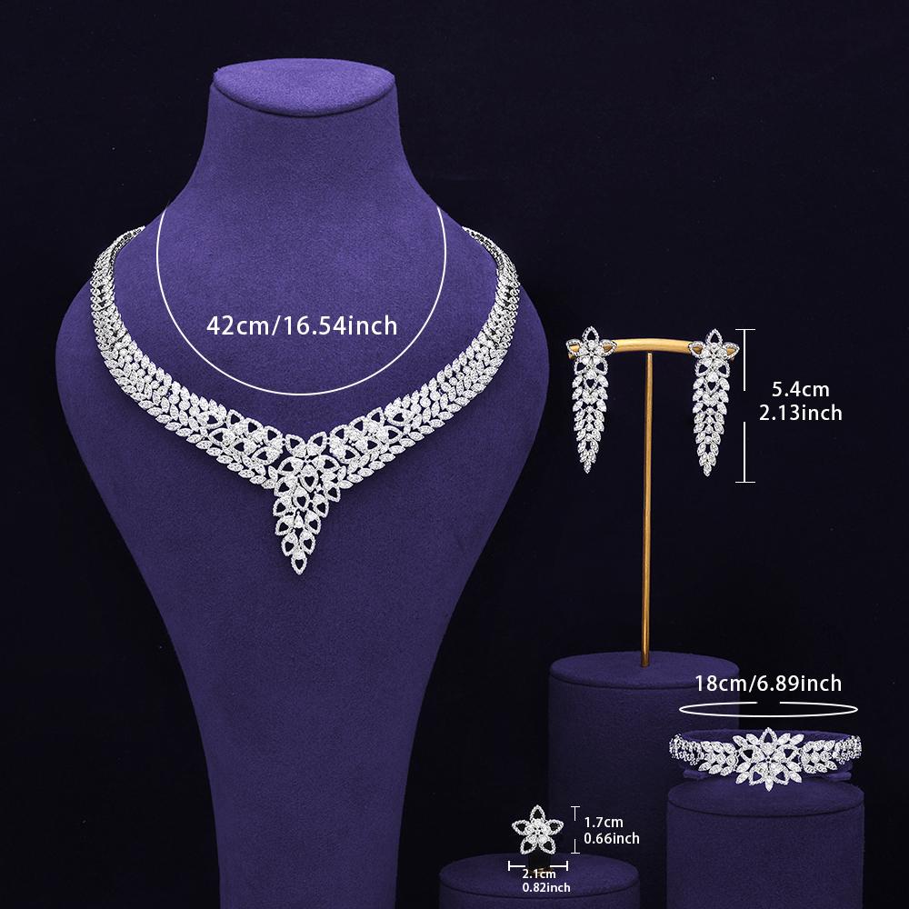 Sada svatebních šperků pozlacená bílým zlatem Svatební party Náhrdelník Šperky Sady Módní Dámské Doplňky