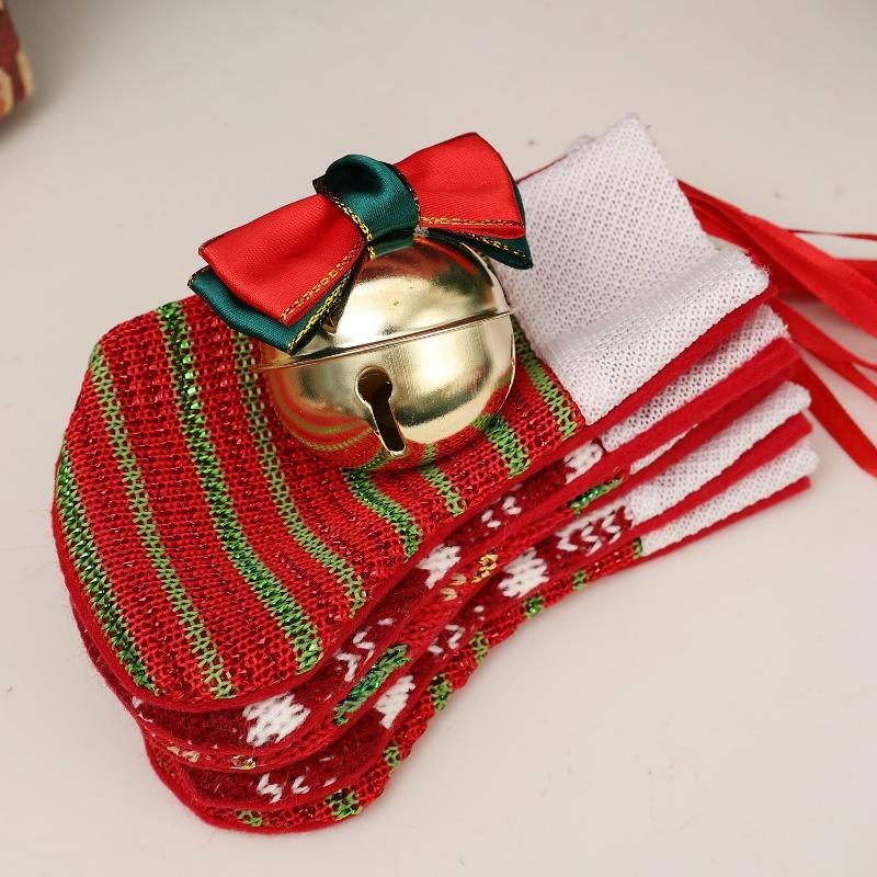 1-12 Stück Weihnachtsgeschenke Strumpf Schnee-Streifen Hängend Süßigkeiten Geschenkehalter Strickverzierung Socken Weihnachtsbaum Anhänger Partyzubehör