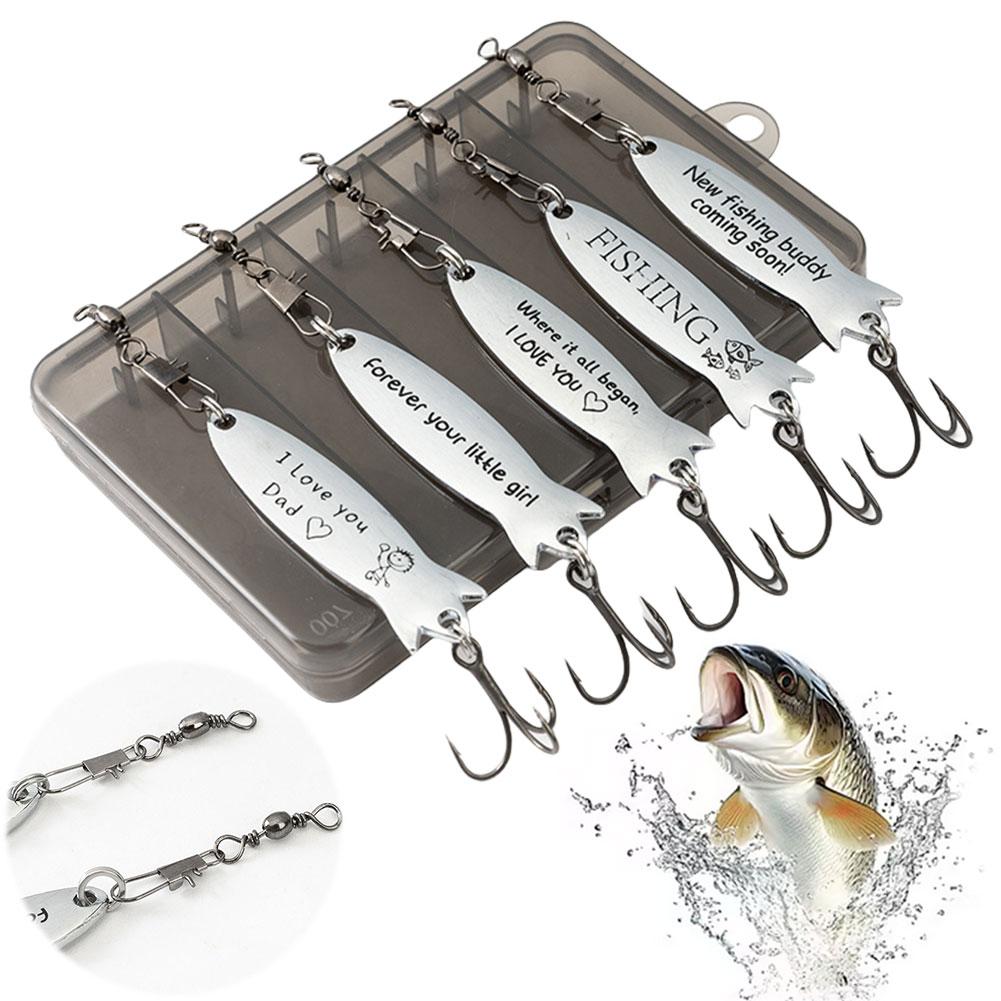 5pcs Metal Spoon Spinner Fishing Lure with Tackle Box Spoonbait Crankbaits Artificial Bait Fishing Gifts for Dad