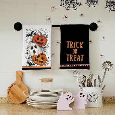 Halloweenová utěrka do kuchyně Absorpční mikrovláknová utěrka na nádobí Halloween Strašidelný dýňový vzor Čisticí utěrka na jídelní stůl Dekor Dárek Ručník