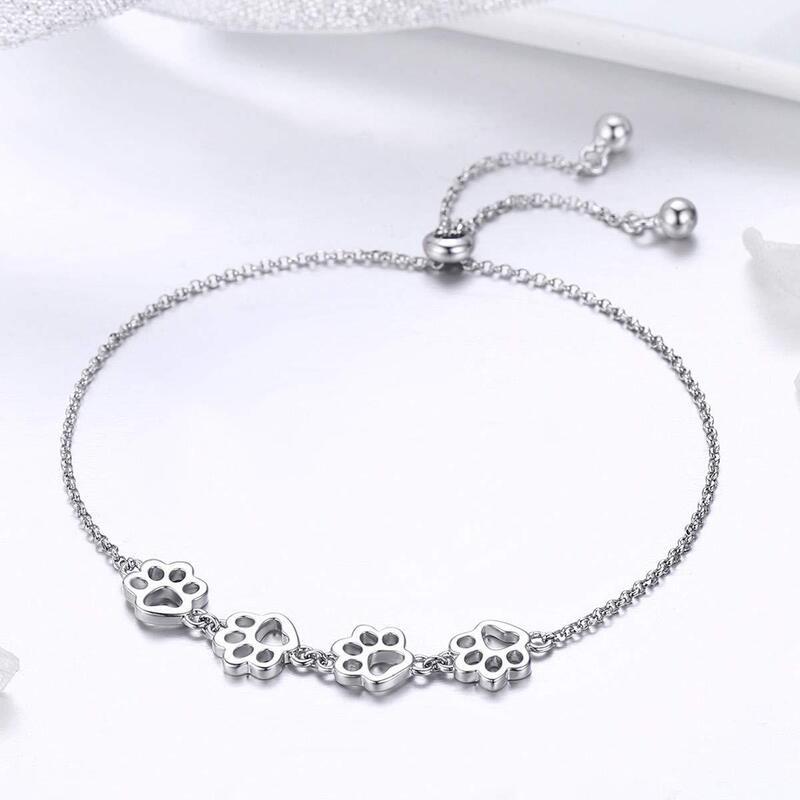 Adjustable Cat Paw Hollow Out Bracelet Women Fashion Minimalist Copper Alloy Jewelry With Gold Plating Cat Paw Bracelet White Gold