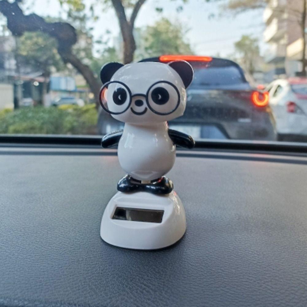 Plastic Car Dashboard Ornament Gift Car Pendant High Quality Solar Power Panda Ornament  Car