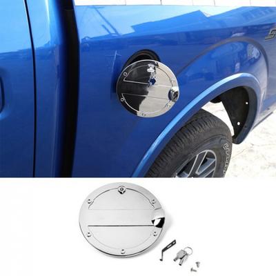 Exterior Door Fuel Tank Gas Cap Decor Cover With Lock For Ford F150 2015+ Chrome