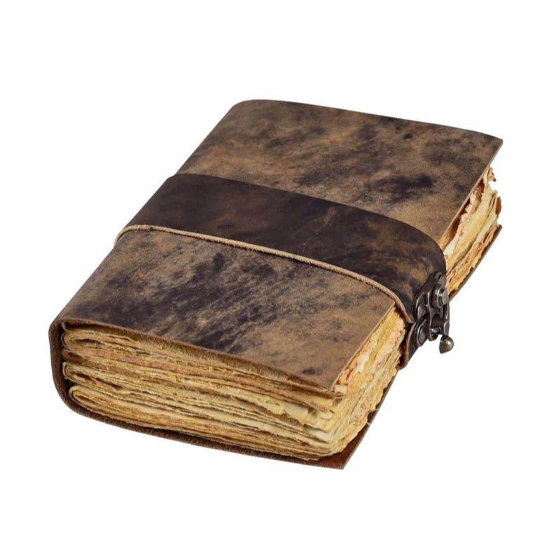 Vintage Leather Journal: Blank Book of Shadows with Deckle Edge Paper
