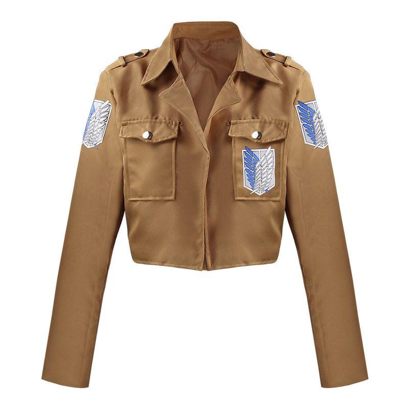 Anime Cosplay Attack on Titan Survey Corps/Commander/Mikasa/Uniform Anime Jacket Cosplay Costume Attack Little Jacket [Blue and White Label] XL