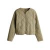 Summer New Arrival Women's French Round Neck Long Sleeves Fashion Casual Cotton Quilted Jacket Outwear 1264166