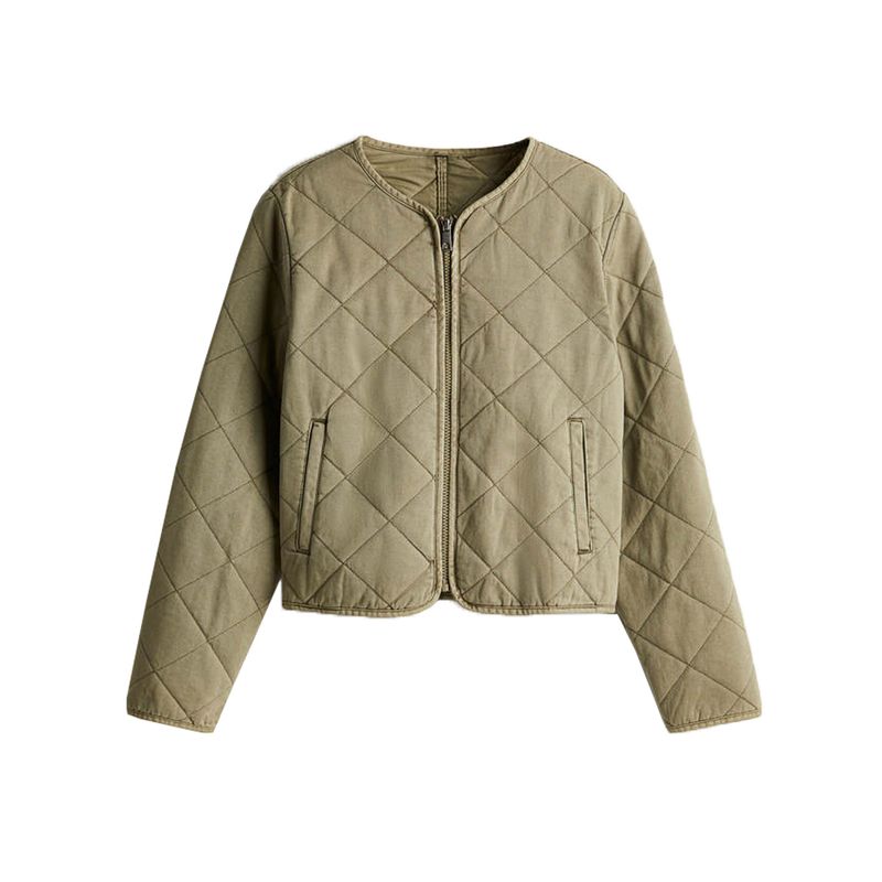 Summer New Arrival Women's French Round Neck Long Sleeves Fashion Casual Cotton Quilted Jacket Outwear 1264166