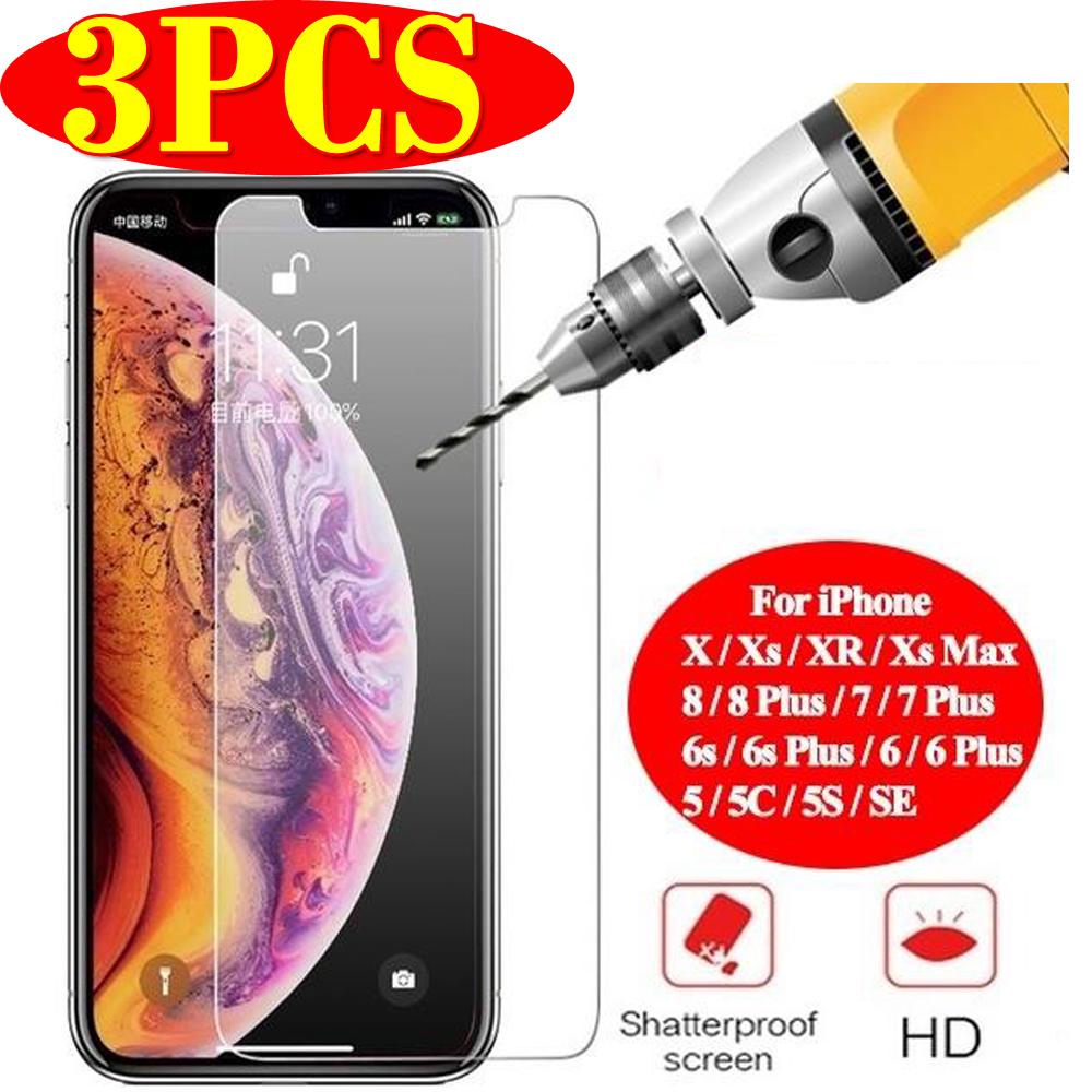 Buy 3Pack 9H Hard Tempered Glass Film for iPhone5 5s 6 6s 7 8Plus iPhone X/Xs XR/Xs Protective