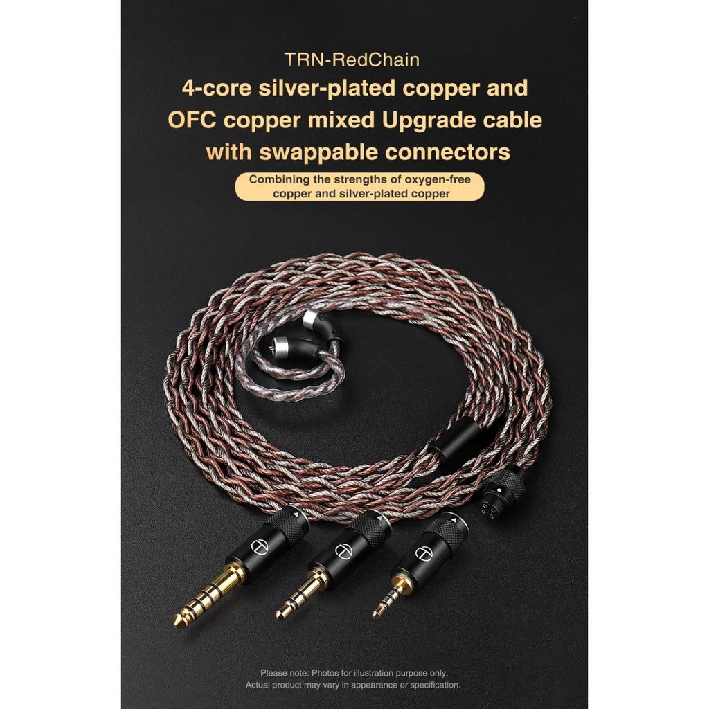 TRN RedChain-Ohrhörer, versilbertes OFC-Kupfer-Upgradekabel mit austauschbaren Anschlüssen 2,5/3,5/4,4 für TRN MT1 MAX TA4