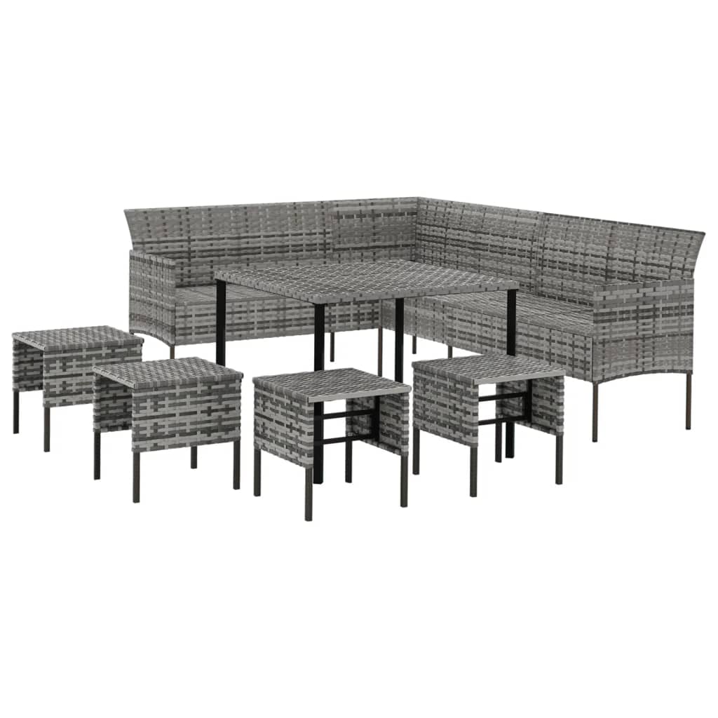 6 Piece Grey Garden Dining Set with Cushions
