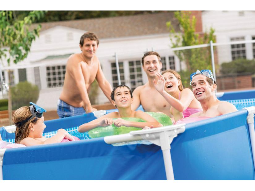 Original Intex Extra Large Rectangular Tubular Frame Children's Family Swimming Pool 28273