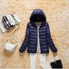 Women's autumn and winter hooded collar long-sleeved zipper solid color full fit white duck down coat M-5XL