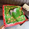 Floral Printed Silk Like Square Scarf For Women Summer Sun Protection
