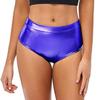 Damen Hotpants Wetlook Shorts Shiny Booty Shorts Bikinihose High Waist Yoga Shorts Clubwear