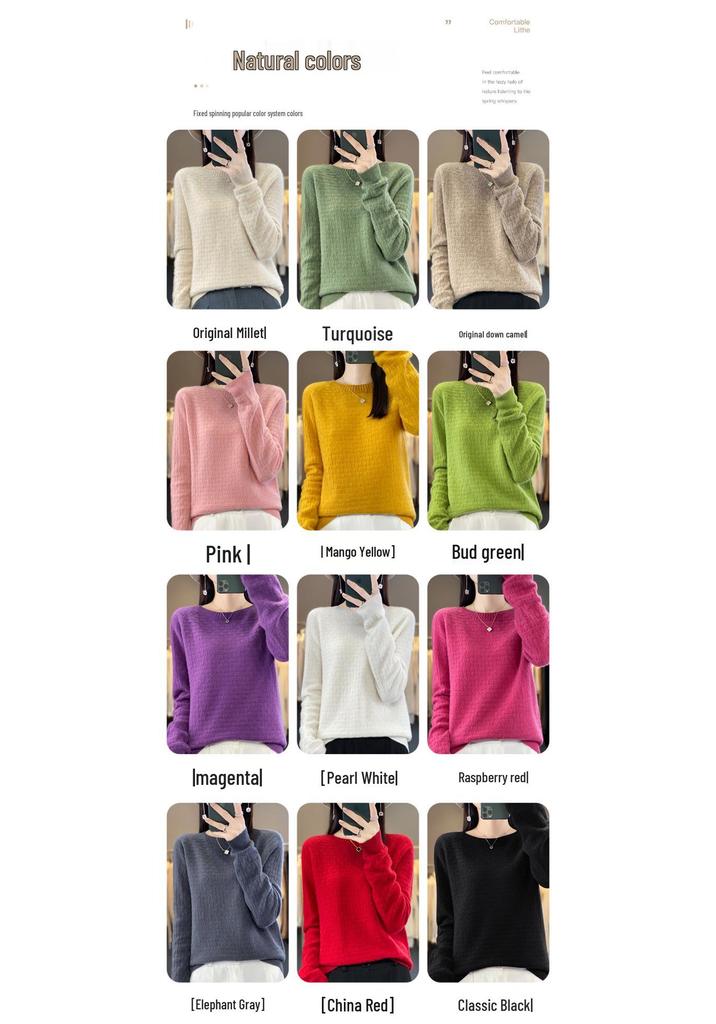 Women's Cashmere Waffle Knit Cardigan - Versatile Round Neck Sweater for Autumn/Winter