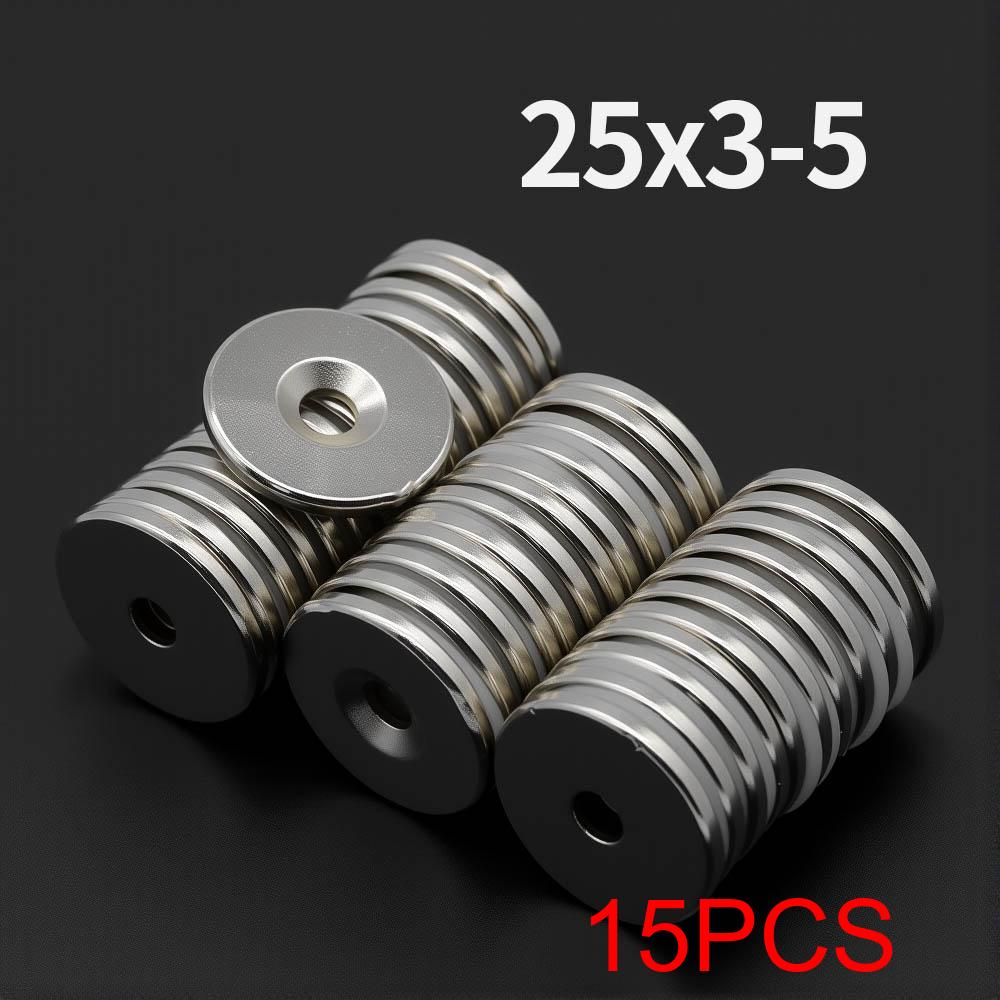 Potente con fori Magnete al Neodimio N35 NdFeB Magneti Permanenti Rotondi Super Forti per Frigorifero Fai da Te 20x3-5 25x3-5