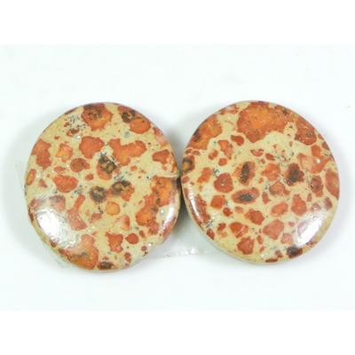 Cabochon rotund din jasp natural, pereche potrivită, piatră prețioasă liberă, 17x17x03 mm, SK-161