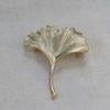 French Style Ginkgo Leaf Brooch Vintage Metal Glossy Corsage Ornament Long Leaf Pin  Women