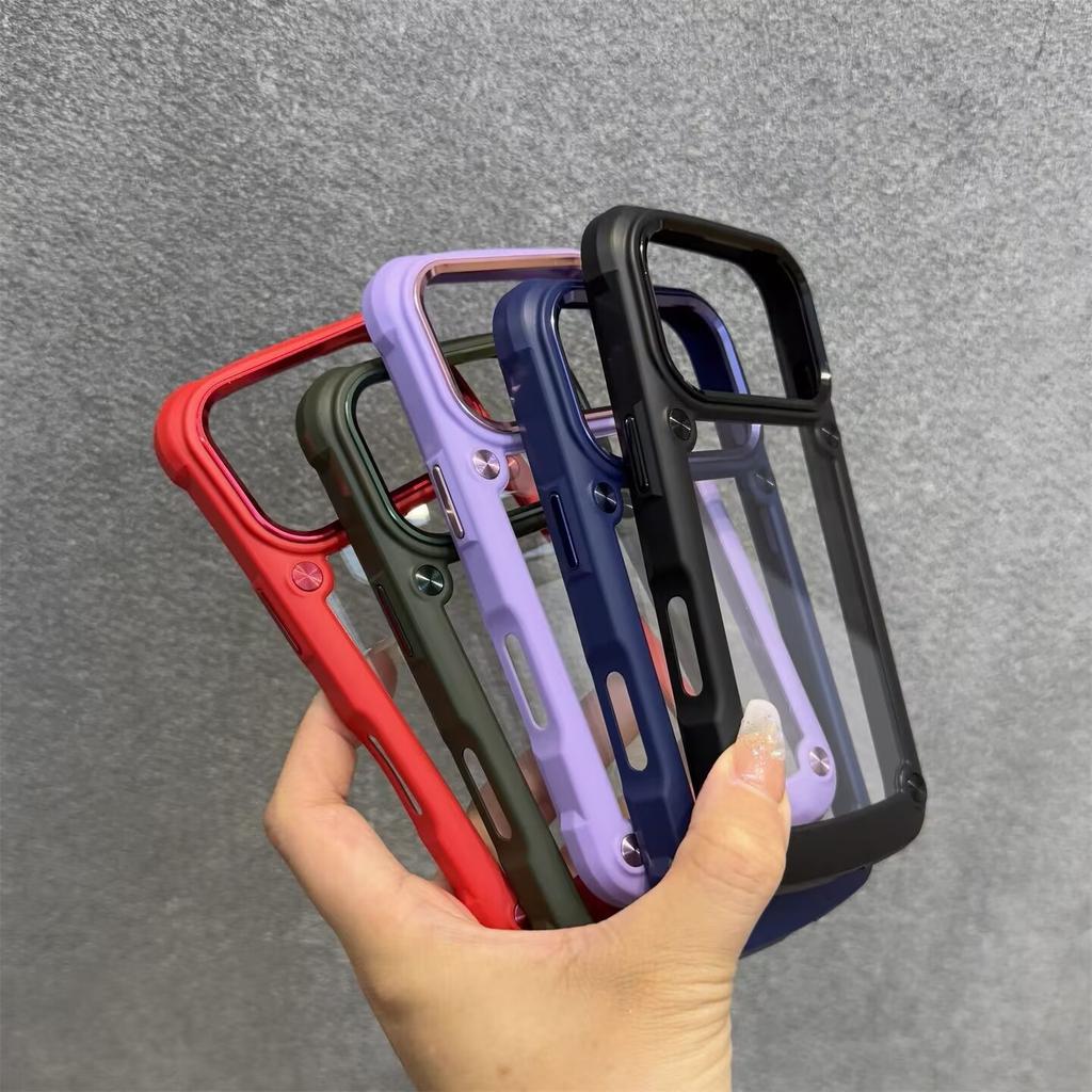 Shockproof armor Clear Acrylic Phone Case For iPhone 17 16 15 14 13 12 11 Pro Max Plus XR XS X Bumper Hard Cover Funda