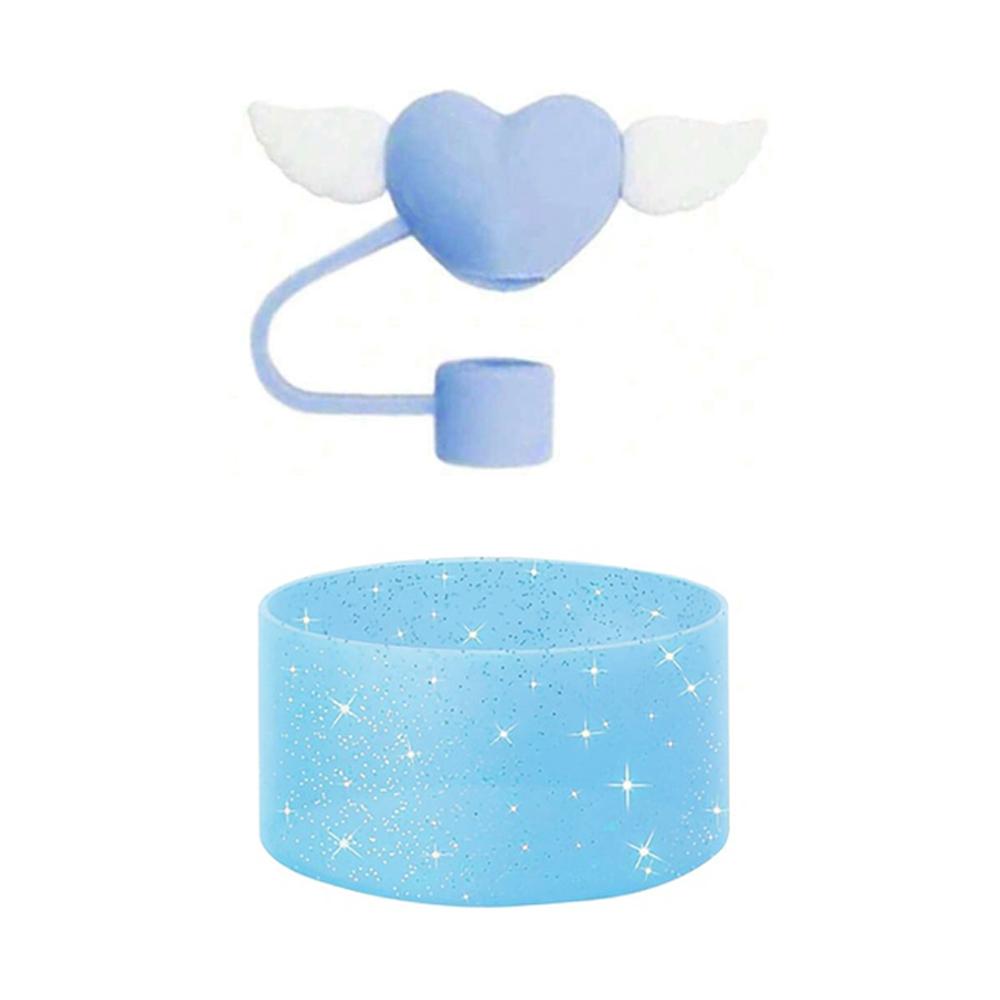 

Набор из 2 шт. Силиконовые насадки на трубочку Крылья любви для аксессуаров Stanley Cup, термокружек 30 и 40 унций, многоразовые силиконовые крышки для трубочек синий