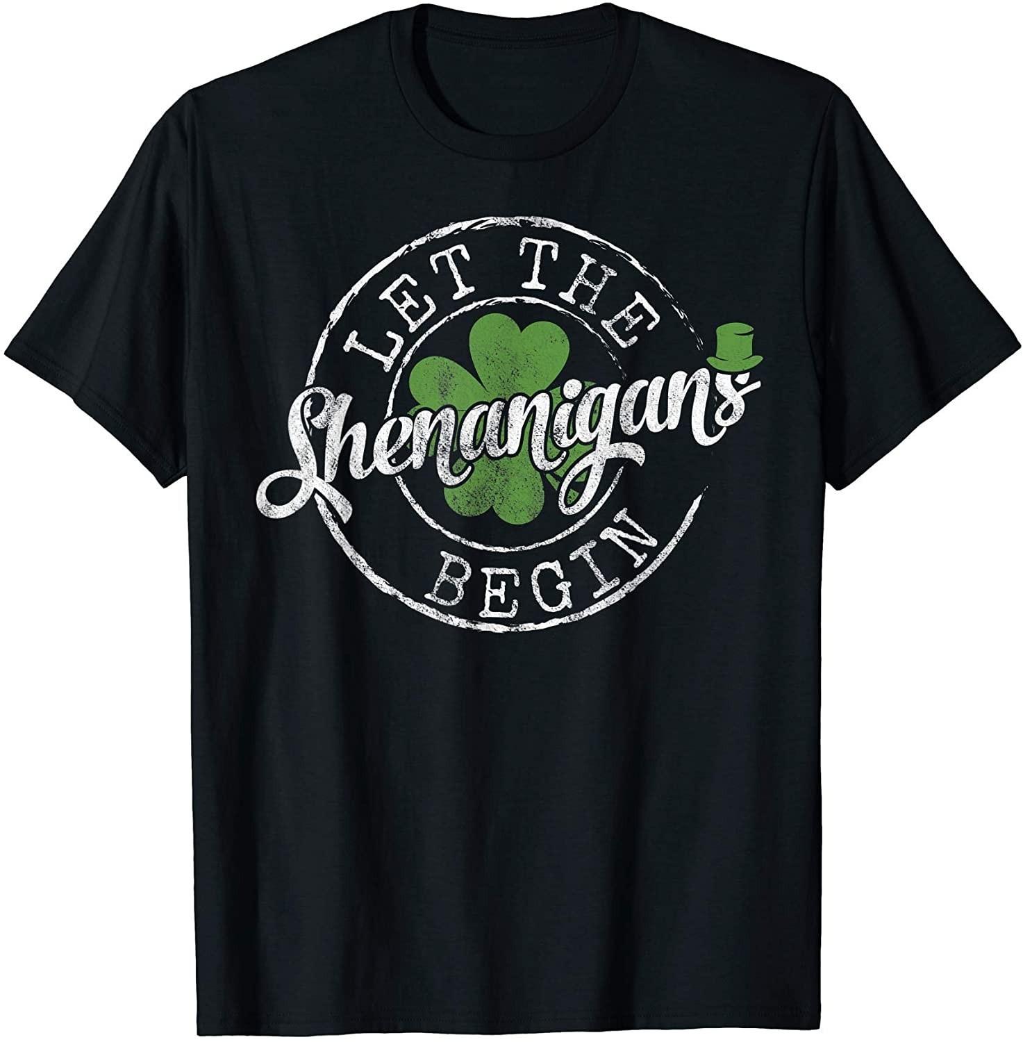NEW! Let The Shenanigans Begin Funny Clovers St Patrick s Day Tee - MADE IN USA XXXXL