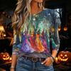 Women's Halloween Print Long Sleeve Neck Pullover Top