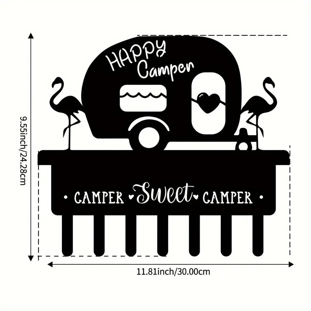 

1шт держатель для ключей настенный, держатель для ключей Camper для настенной декоративной металлической вешалки для ключей с 7 крючками чёрный