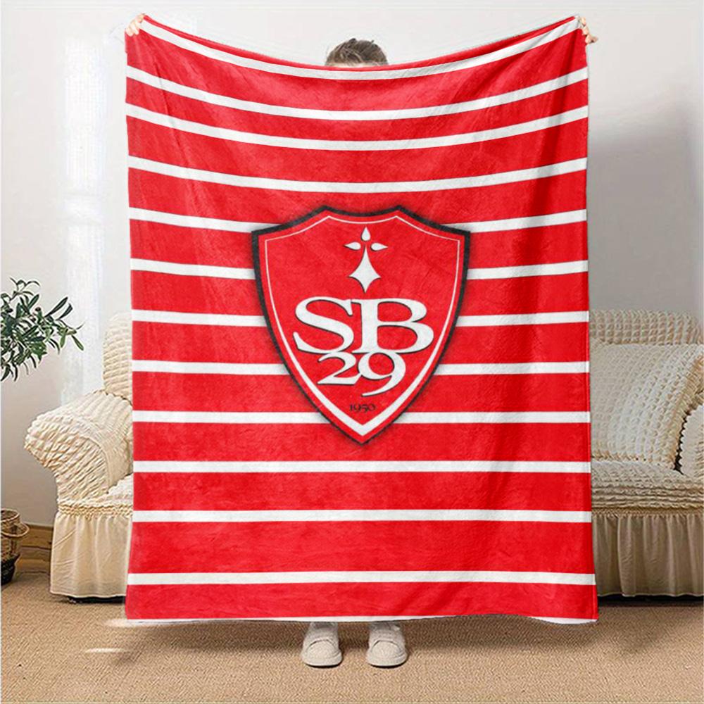 Stade Brestois 29 Print Flannel Blanket High Quality Warm Comfortable Cover for All Seasons Perfect for Gifts Home Decor