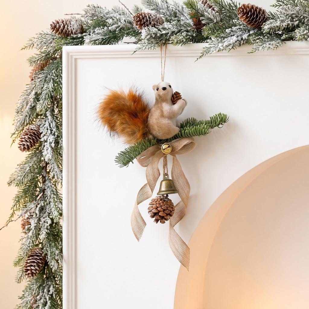 Christmas Hanging Ornament Simulation Squirrel Pendant Christmas Tree Creative Decoration New Year Party Ornament