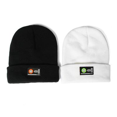 Hat Female Autumn and Winter Warm Wool Hat Korean Version Labeled Smiley Face Fashion Trendy Knitted Hat Couple Hip Hop Pullover Hat Men