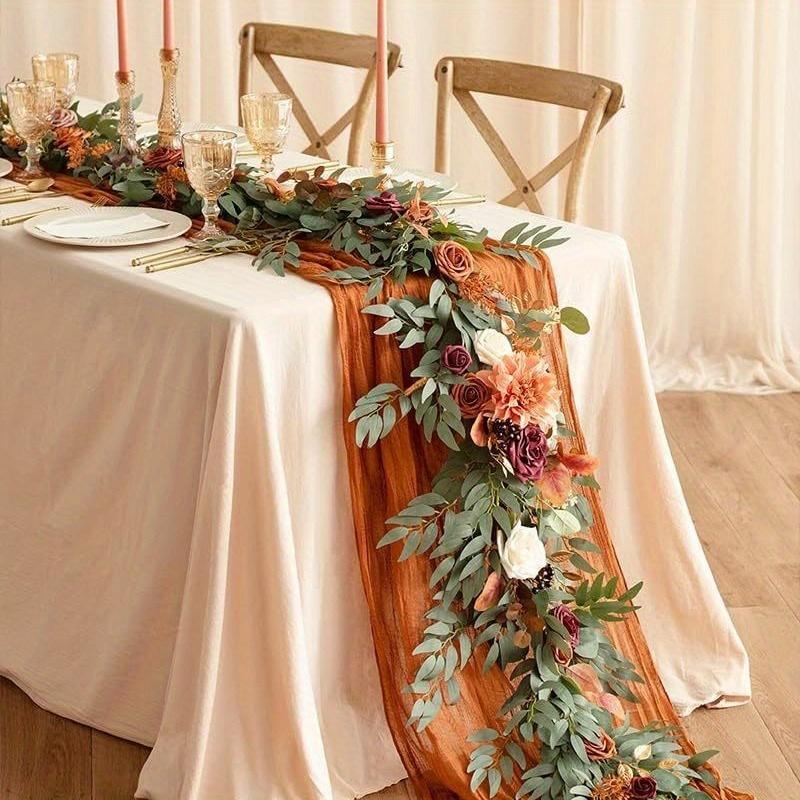 1Pc Simulation Flower 70.87 Inch Artificial Eucalyptus Rose Eucalyptus Wedding Table and Chair Decoration Rattan