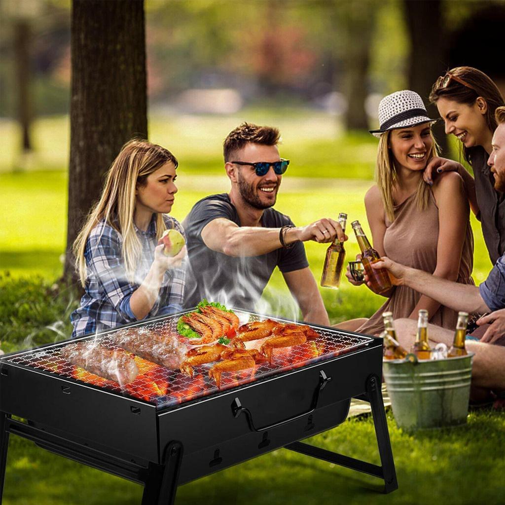 Noir Mini barbecue à charbon de bois Portable et fumeur, table pliable pour Camping en plein air, pique-nique - Jardin