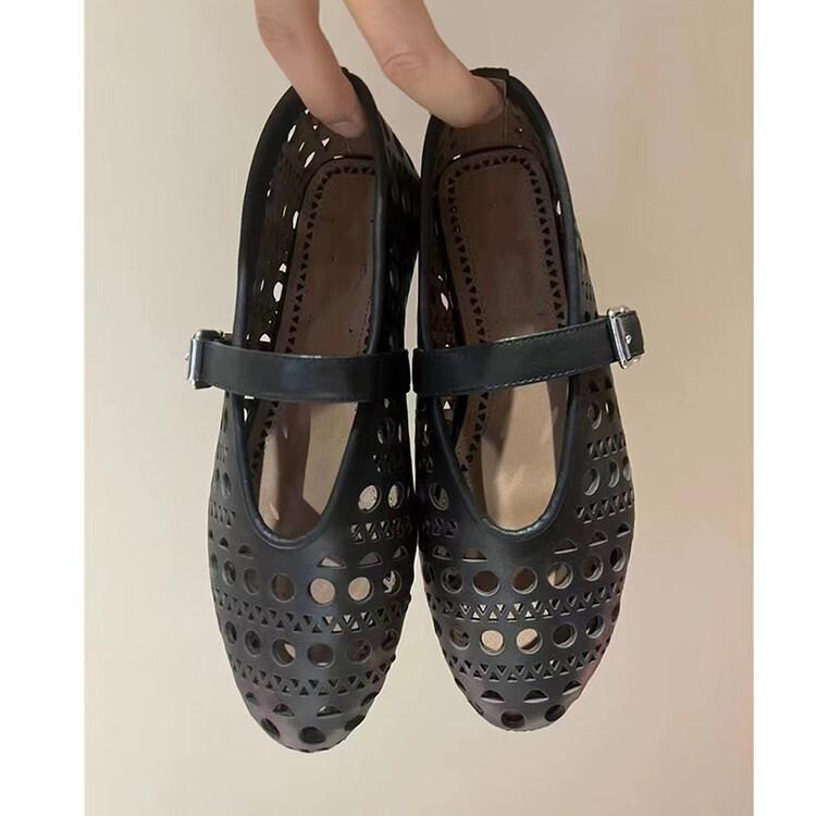 Hollow Soft Sole Ballet Flats Hollow Mary Jane Shoes Women's Single Shoes