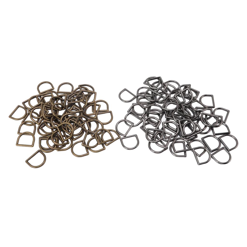 120Pcs Metal D Rings Bronze and Silver Black Zinc Alloy Rustproof Widely Used D Rings for Clothes