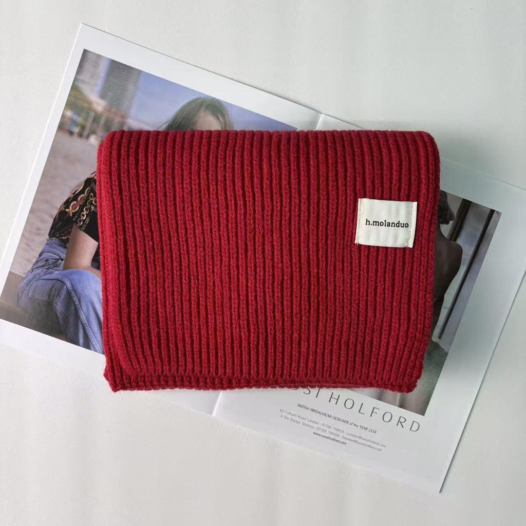 Korean Style Cozy Knitted Wool Scarf for Women - Winter Warmth with Versatile Neck Protection & Couple-Friendly Design