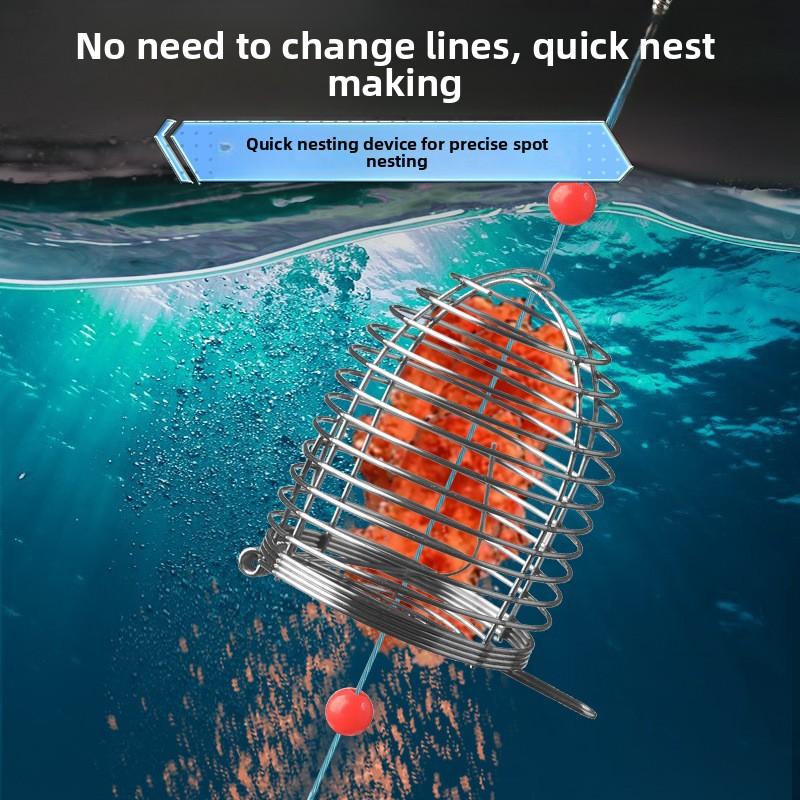 Stainless Steel Bait Cage Fishbait Groundbait Feeder String-Hook/Pan-Hook Fishing Tackle JZZ Model