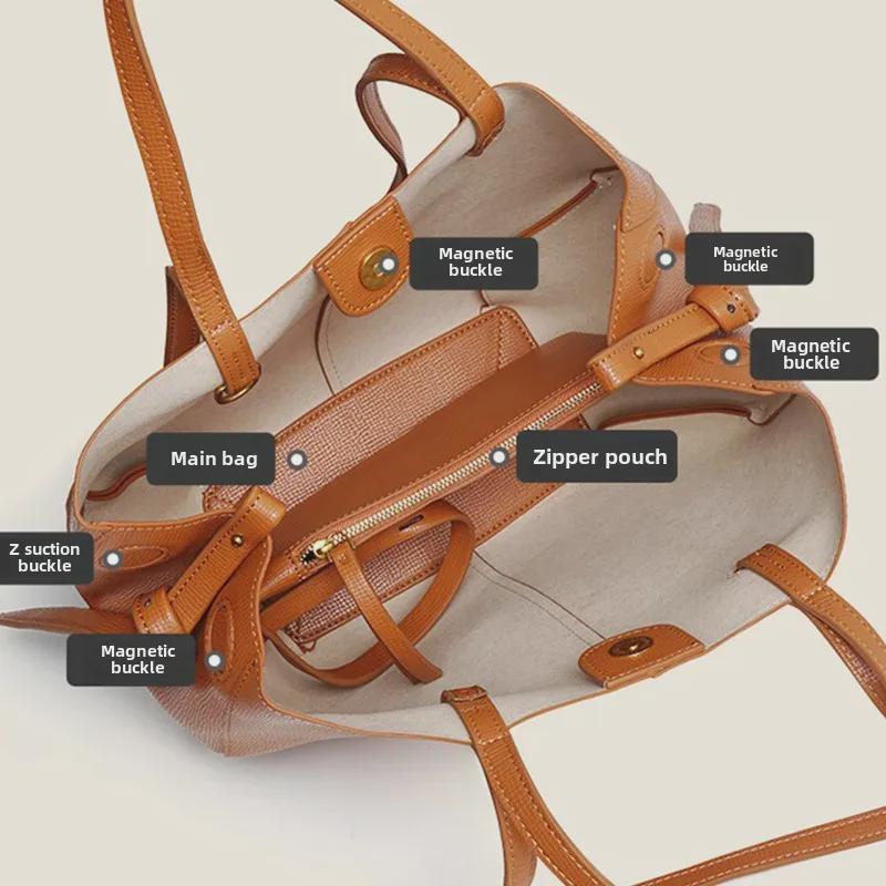 2024 Autumn Large Capacity Genuine Leather Women's Wing Tote Bag