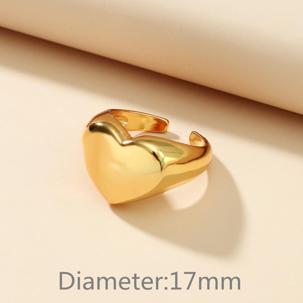 Fashion Love Heart Opening Ring Irregular Fashion Design Finger Ring Copper Hand Jewellery Women's Ring