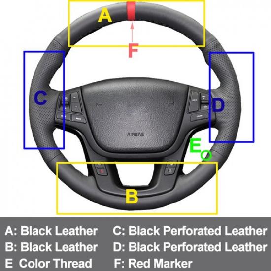 For Kia Sorento 2009-2014 Cadenza K7 2015 Hand Sewing Car Steering Wheel Cover