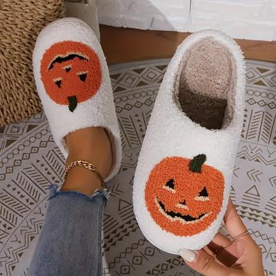 Pantofole comode a forma di zucca di Halloween - Perfette per l'uso interno ed esterno - Taglia da donna - Tessuto morbido e suola in TPR antiscivolo