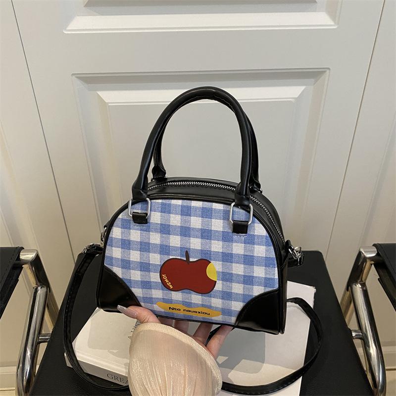 Fresh and cute portable plaid bag women's autumn new trendy fashion college style backpack diagonal span bag