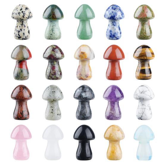Mini Mushroom Gemstone Sculpture Cute Natural Healing Stone Polished Mushroom Figurine for Home Crafts Flower Pot Decor Gifts for Women Men