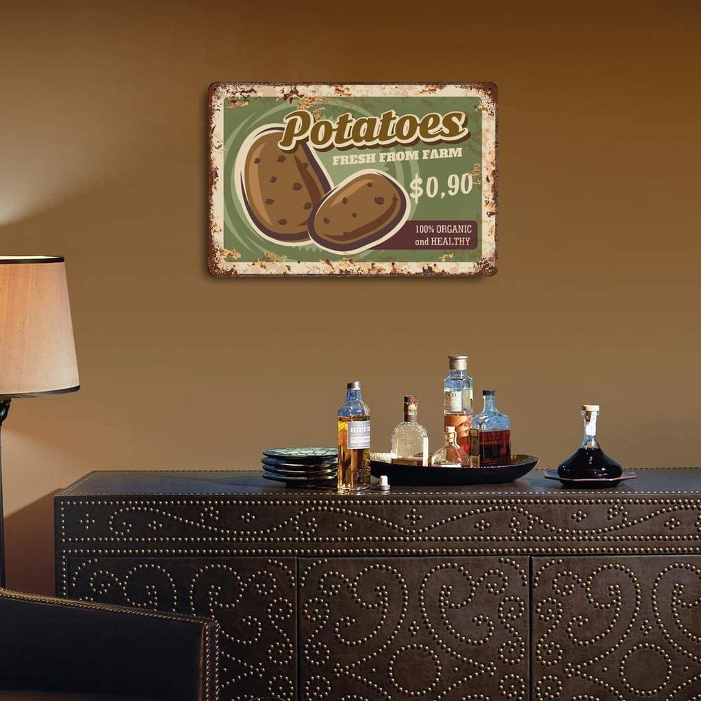 1-Pack antique shabby metal plate, 20×30cm and 30×40cm, rustic décor for bedroom, study or coffee shop