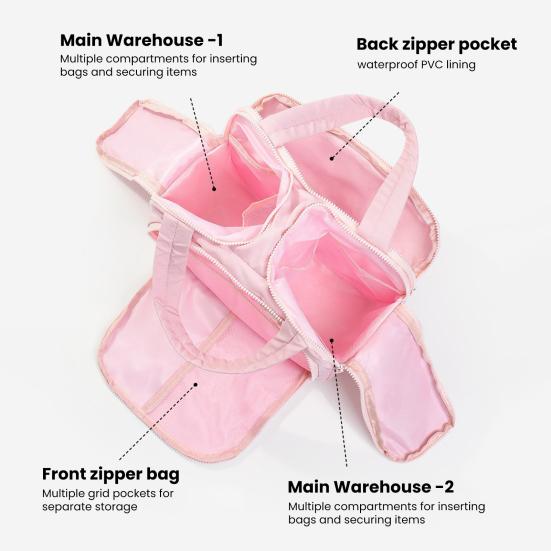 Travel Cosmetic Bag Large Capacity Quilted Makeup Bag Portable Cosmetic Toiletry Organizer with Dry Wet Separation