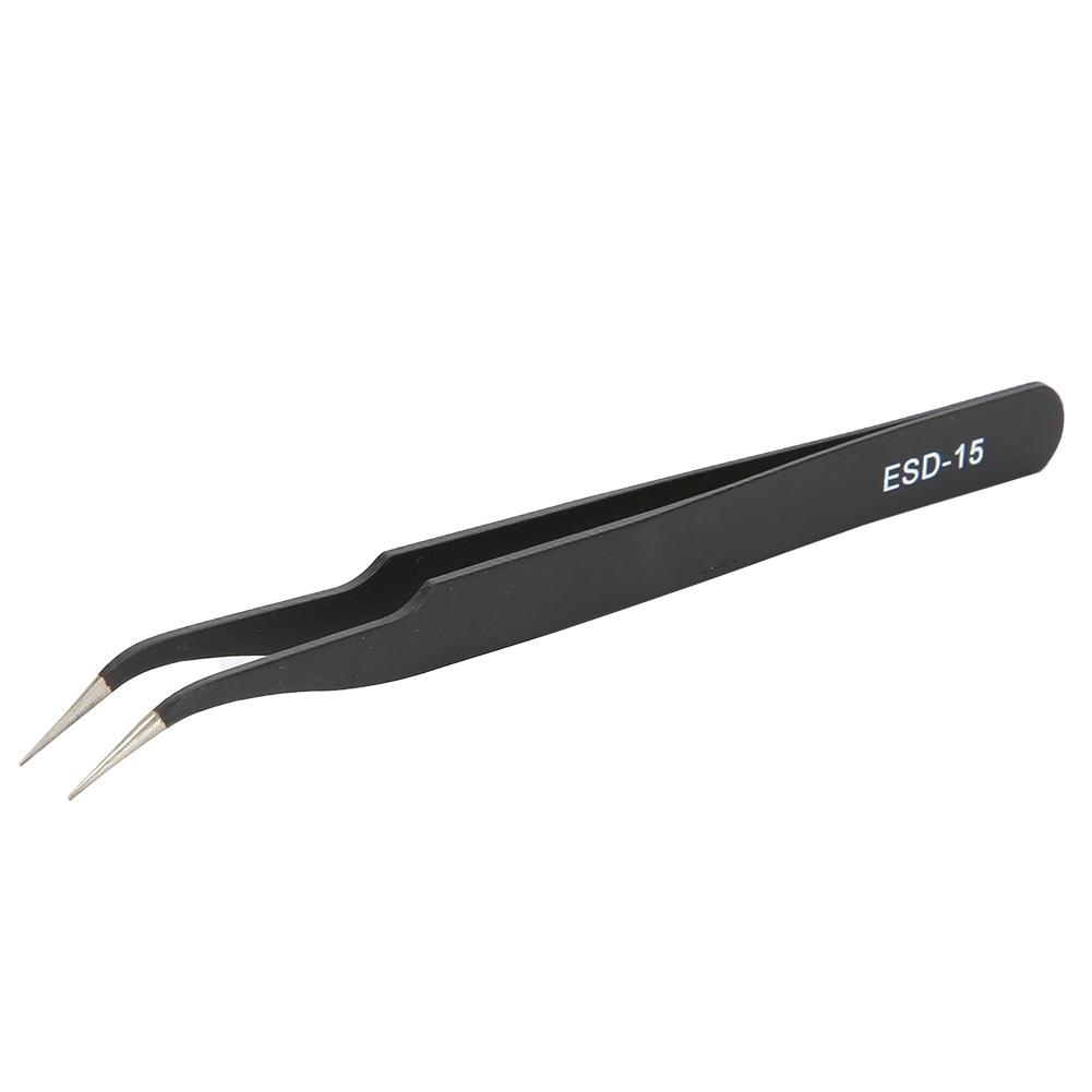 2PCS ESD 15 Anti Static Precision Tweezers Stainless Steel Curved Tweezers Maintenance Tools(Edd 15 (Curved ) )