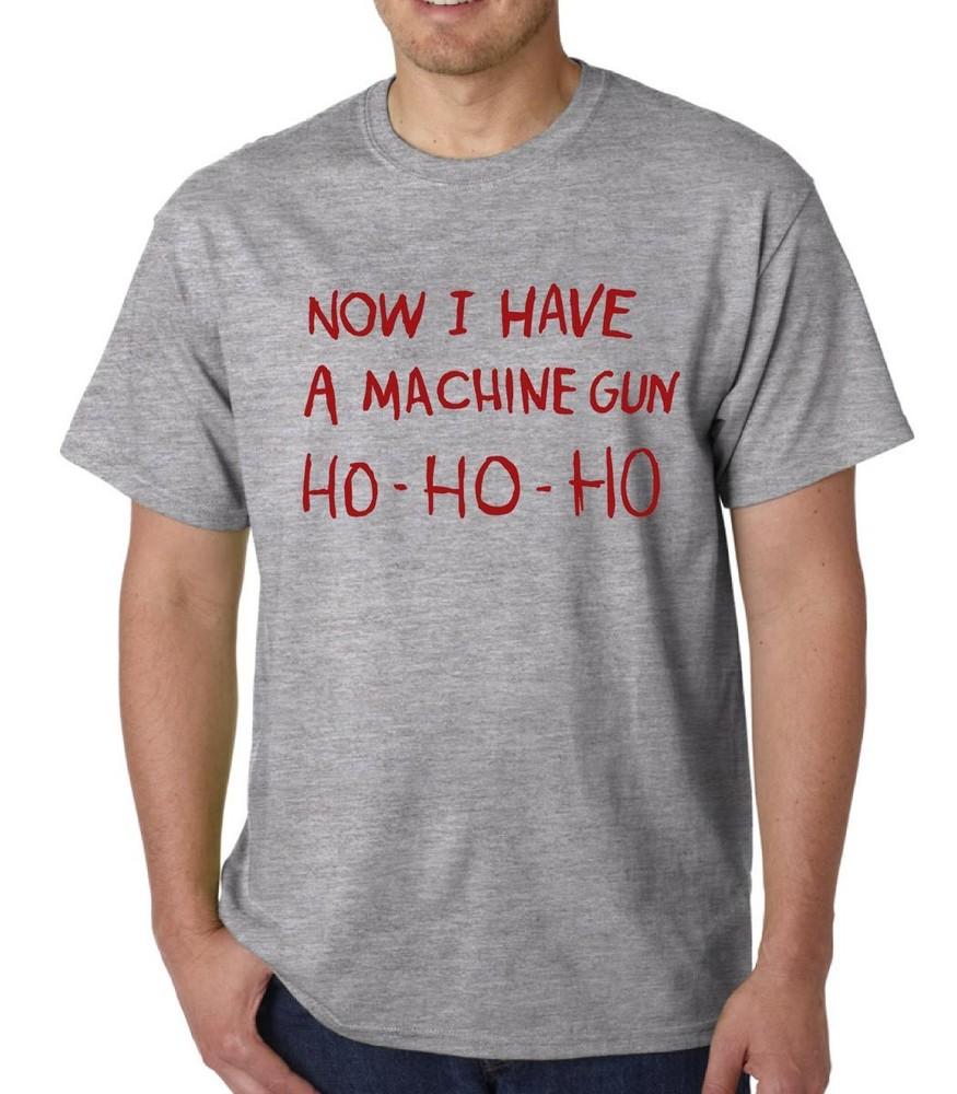 HoHoHo Now I Have A Machine Gun TShirt Die Hard Xmas Geek Funny Humour Quote S