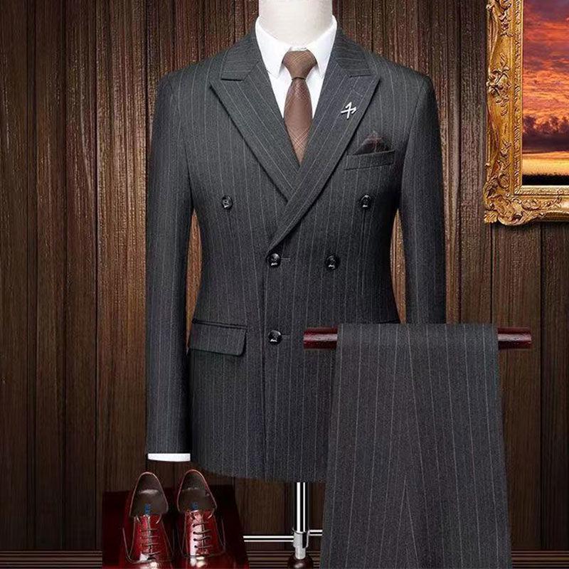 

Premium Plus Size Men s Striped Suit Set - Trendy Douyin Style for Banquet Hosts 5XL